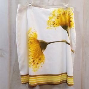 Claude Brown White Yellow Floral Pencil Skirt 10